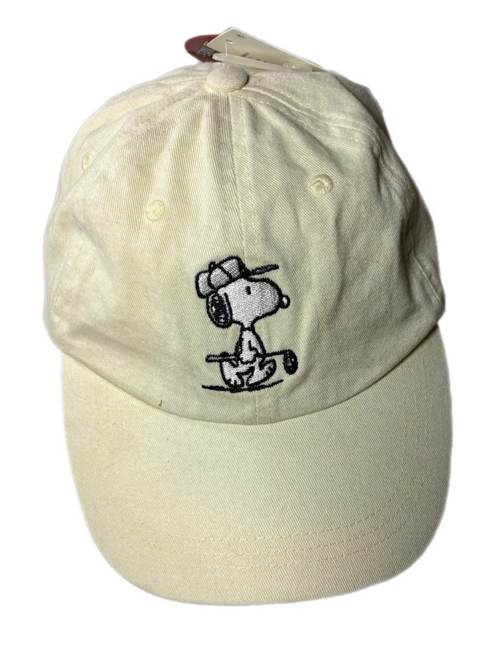Peanuts Cream Baseball Cap with Black Snoopy Embroidery